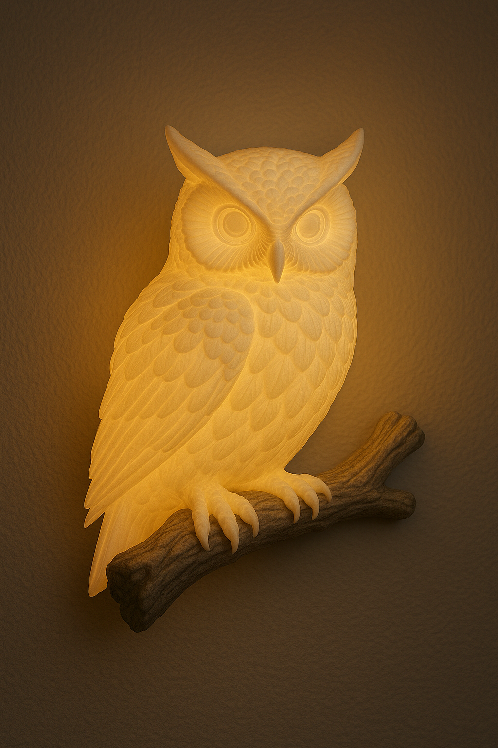 Lámpara de pared con impresión 3D de resina búho