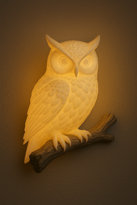 Lámpara de pared con impresión 3D de resina búho
